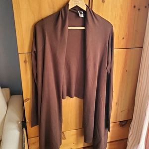 Brown Open Front Cardigan Sweater